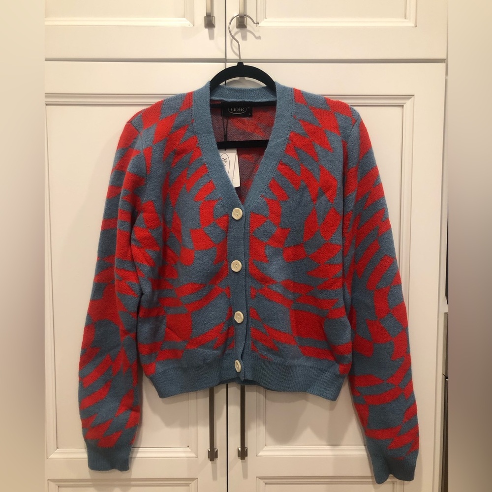 CIDER Geometric Button Up Cardigan